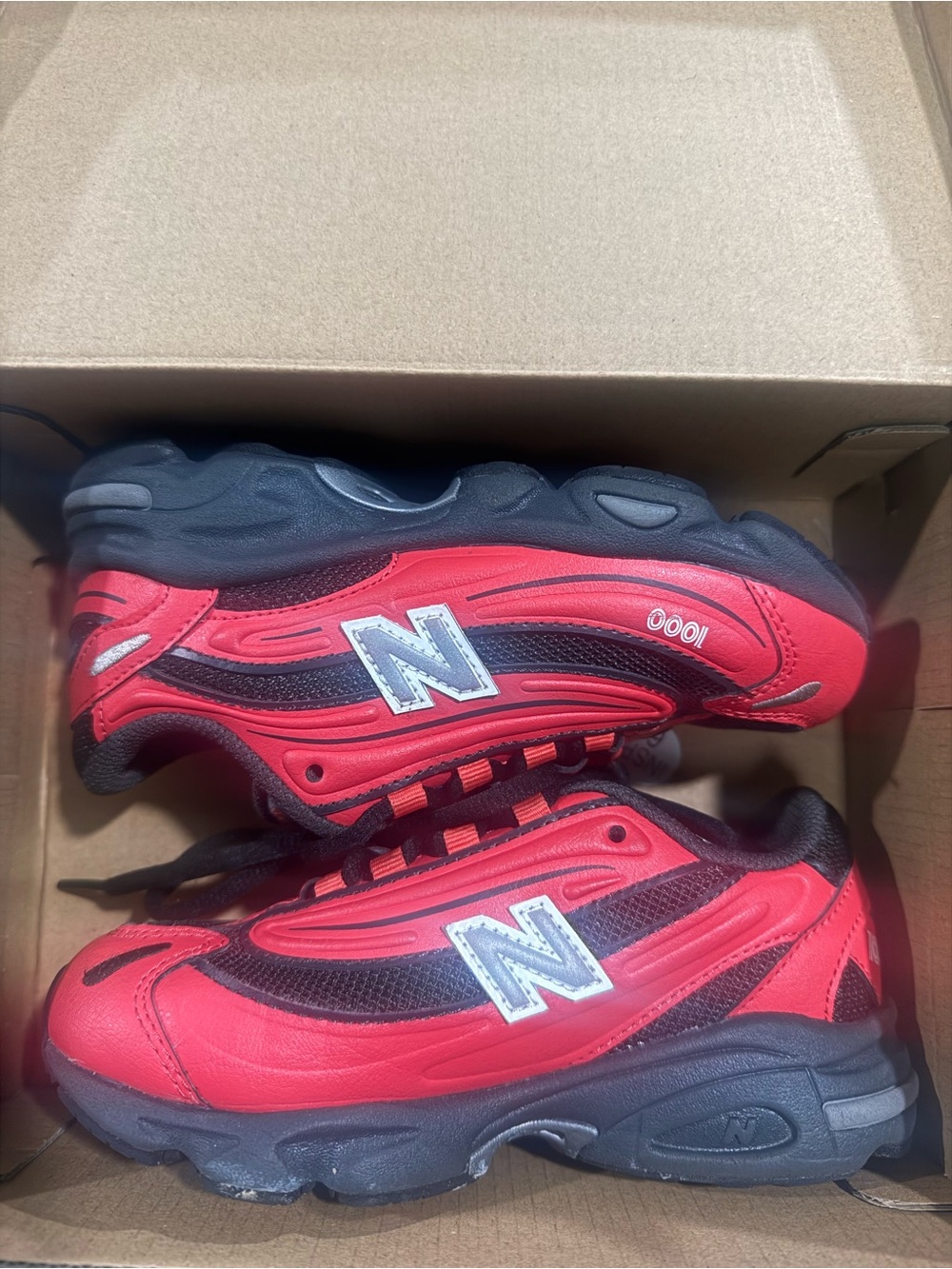 New Balance 1000 Kids Red Black Sneakers Size 12C